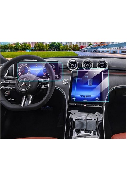 Mercedes C Seri 2022-2024 Model Navigasyon ve Dijital Gösterge Uyumlu 9H Nano Ekran Koruyucu 2li Set