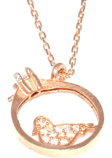 925 Ayar Gümüş Güvercinli Tektaş Kolye, Beyaz - Beyaz Taş fiyatları