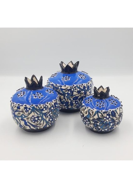 El Yapımı Turuncu Dekoratif Seramik 3’lü Nar Seti modelleri