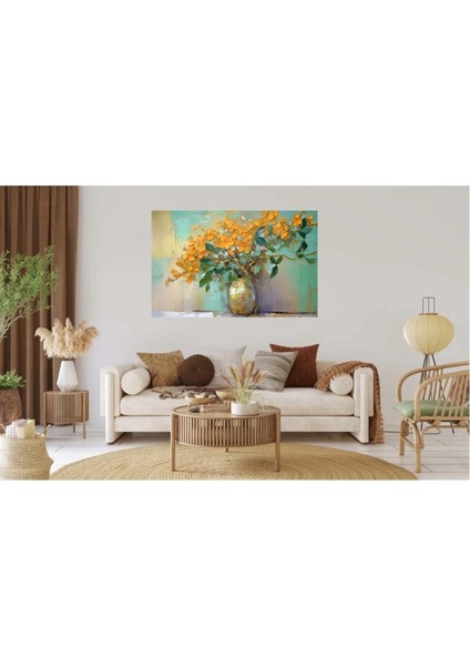 Yağlı Boya Görünümlü Golden Çiçek Kanvas Tablo AR030410 modelleri
