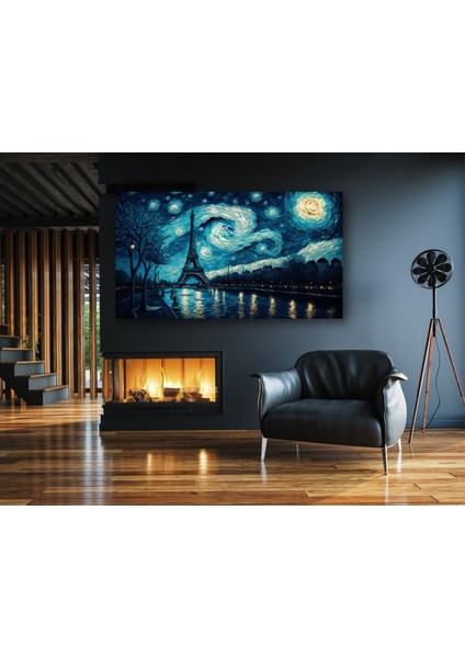 Vintage Görüntü Paris Eyfel Kulesi Gece Görüntüsü Kanvas Tablo AR030281