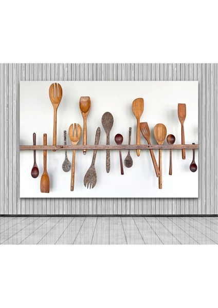Mutfak Için Tahta Kaşıklar Tablosu Kanvas Tablo AR030406 fırsatları
