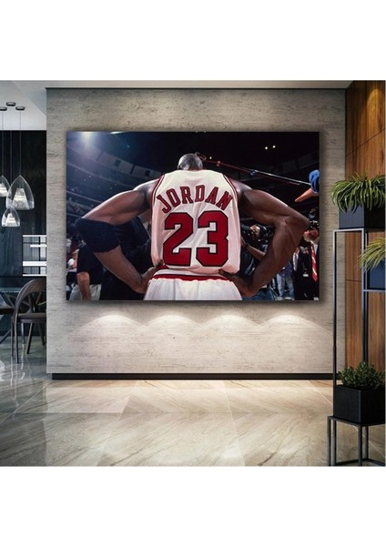 Michael Jordan Art Chicago Bulls Basketbol Nba Beyaz Forma Yirmi Üç Numara Kanvas Tablo AR030159