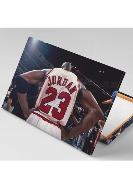 Michael Jordan Art Chicago Bulls Basketbol Nba Beyaz Forma Yirmi Üç Numara Kanvas Tablo AR030159