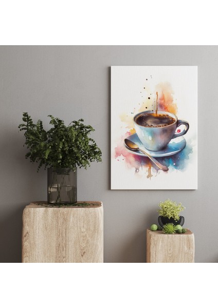 Dekoratif Kahve Fincanı Renkli Model Kanvas Tablo AR030273