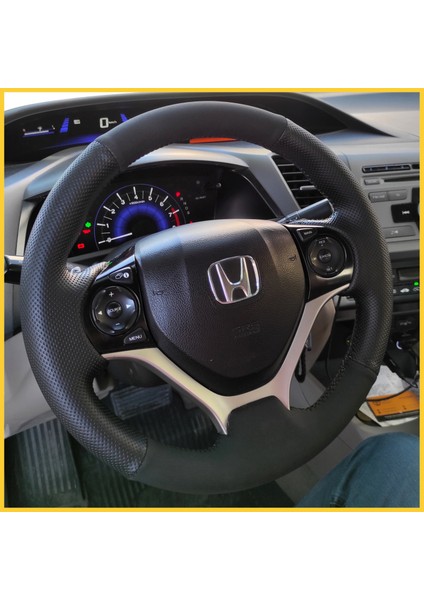 Honda Civic Fb7 Araca Özel Direksiyon Kılıfı (Nubuk Noktalı Siyah Dikişli) indirimleri