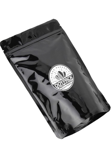 Parlak Siyah Alüminyum Kilitli Doypack 11X18,5 (100 Gr.) - 100 Adet