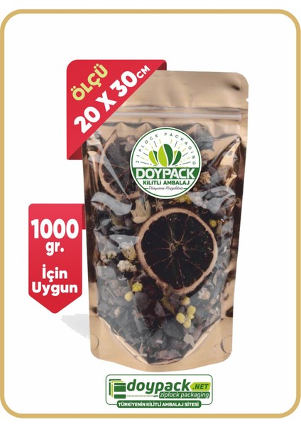 Şeffaf Metalize Gold Doypack 20X30 (100 Adet)