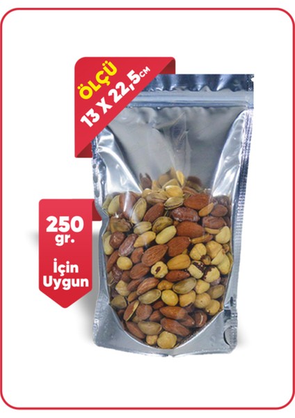 Şeffaf Metalize Kilitli Doypack 13X22,5 (250 Gr.) - 250 Adet