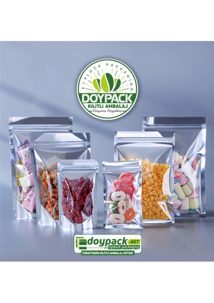 Şeffaf Metalize Kilitli Doypack 15X24 (350 Gr.) - 50 Adet