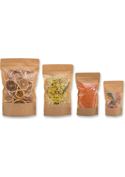 Geniş Pencereli Kraft Kilitli Doypack 13X22,5 (250 Gr.) - 50 Adet modelleri
