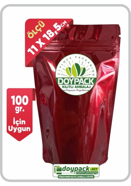 Bordo Alüminyum Kilitli Doypack 11X18,5 (100 Gr.) - 100 Adet