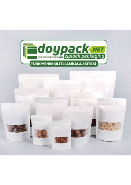 Beyaz Kraft Pencereli Kilitli Doypack 20X30 (1000 Gr.) - 100 Adet fiyatları