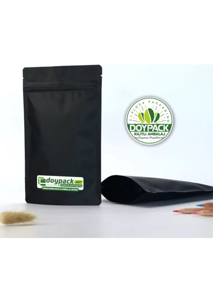 Mat Siyah Kilitli Doypack 11X18,5 (100 Gr.) - 50 Adet