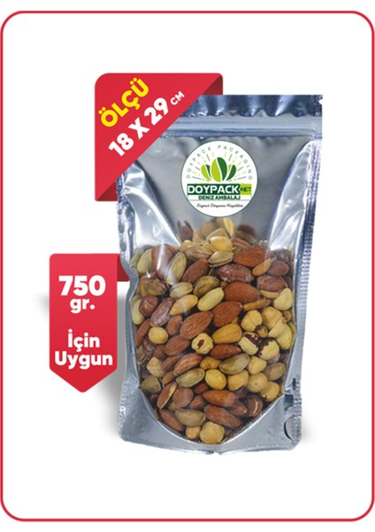 Şeffaf Metalize Kilitli Doypack 18X29 (750 Gr.) - 100 Adet