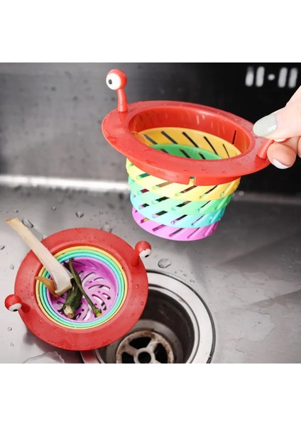 Lavabo Süzgeci Renkli 6 Kademeli Mutfak Gider Tıpası Lavabo Süzgeci