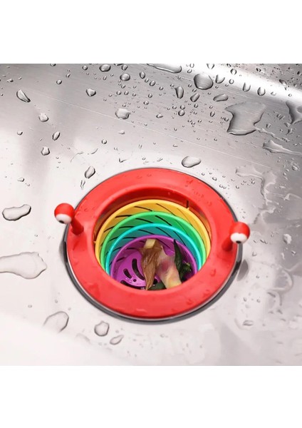 Lavabo Süzgeci Renkli 6 Kademeli Mutfak Gider Tıpası Lavabo Süzgeci