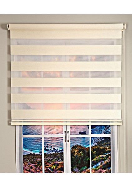 Dia Minimalist Tasarım Hasır Dokuma Keten Zebra Perde Alüminyum Kasalı Yüksek Kaliteli - Krem fiyatları