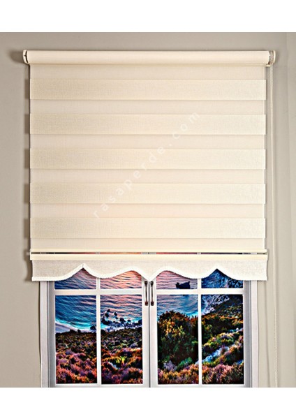 Dia Minimalist Tasarım Hasır Dokuma Keten Zebra Perde Alüminyum Kasalı Yüksek Kaliteli - Krem modelleri