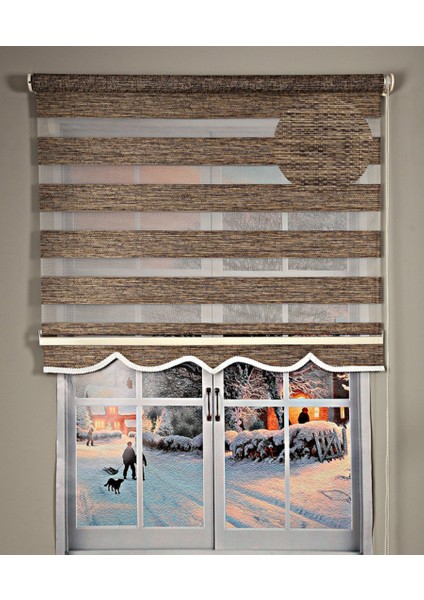 Dia Minimalist Tasarım Hasır Dokuma Keten Zebra Perde Alüminyum Kasalı Yüksek Kaliteli - Kahverengi