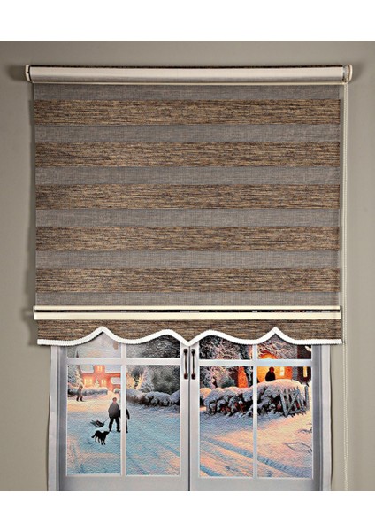 Dia Minimalist Tasarım Hasır Dokuma Keten Zebra Perde Alüminyum Kasalı Yüksek Kaliteli - Kahverengi modelleri