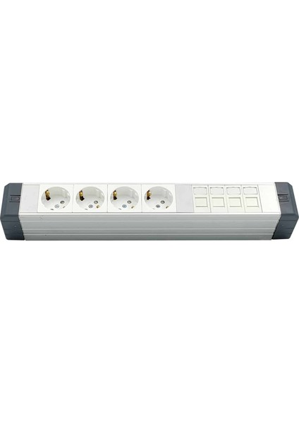 Yatay Donatılmış Alüminyum Brotik 4'li Blok Priz + 4 Cat3 Telefon Veya Cat5 – CAT13 Data Prizi