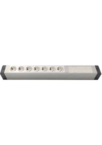 Yatay Donatılmış Alüminyum Brotik 7'li Blok Priz + 6 Cat3 Telefon Veya Cat5 – CAT18 Data Prizi