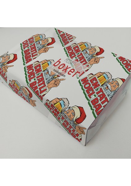 Hediyelik Yılbaşı Boxer - En Tatlı Noel Baba Komik Erkek Yılbaşı Baksırı