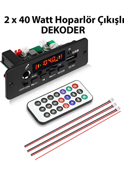 2 x 40 Watt Hoparlör Çıkışlı Mikrofonlu Karaoke Dekoder ( Bluetooth Aux USB Tf Kart Fm Radio Mp3 Player )