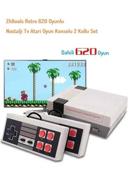 Zhltools Retro 620 Oyunlu Nostalji Tv Atari Oyun Konsolu 2 Kollu Set