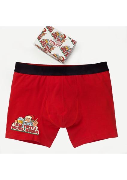 Hediyelik Yılbaşı Boxer - En Tatlı Noel Baba Komik Erkek Yılbaşı Baksırı