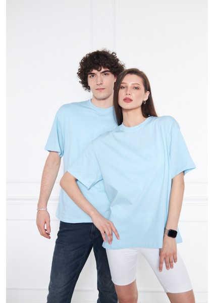 Bebe Mavisi Pamuk Oversize Geniş Kalıp T-Shirt