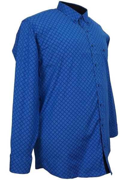 Büyük Beden Likralı Mevsimlik Gömlek Mavi fiyatları