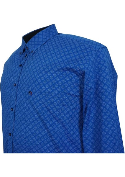 Büyük Beden Likralı Mevsimlik Gömlek Mavi modelleri