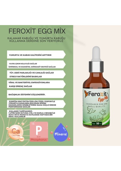 Egg Mix Kuş Vitamini (ÜREME KANALLARINI ÇALIŞTIRIR Yumurta sayısını Artırır TÜM KANATLI TÜRLERİ İÇİN KULLANILIR) 50 ml