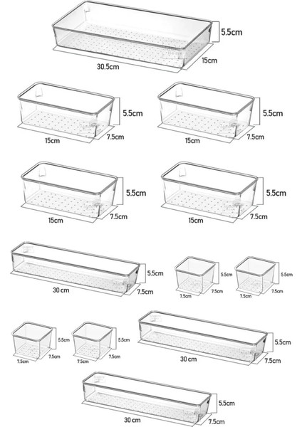 12'li Set Modüler Çekmece Içi Düzenleyici,banyo Makyaj-Takı Düzenleyici-