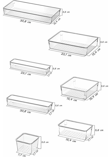 14 Parça Mutfak&makyaj Çekmece Içi Modüler Düzenleyici Organizer Şeffaf