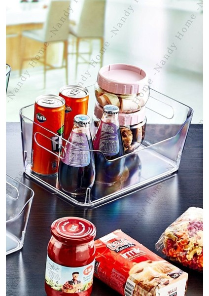 3 Lt Clear Buzdolabı & Dolap Içi Düzenleyici Organizer 3 Adet 23X16X9,5 cm