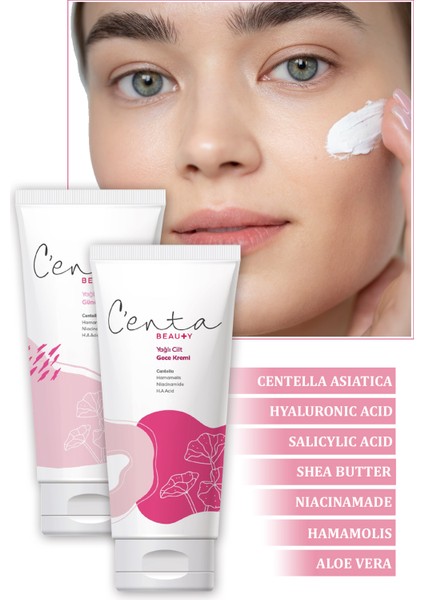 C'enta Beauty Yağlanma Karşıtı Gece Gündüz Kremi ve Bha-Aha Serum Seti