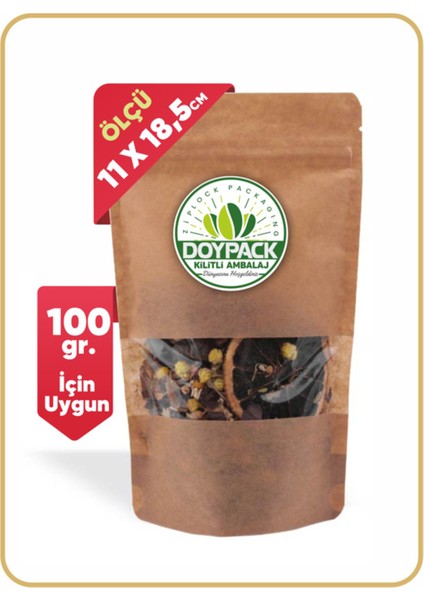 Kraft Pencereli Kilitli Doypack 11X18,5 100 gr 250 Adet