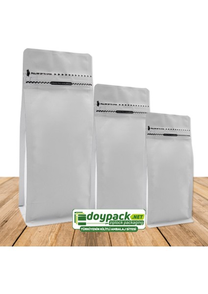 Mat Beyaz Kilitli Flat Bottom 10X25 (250 Gr.) - 50 Adet