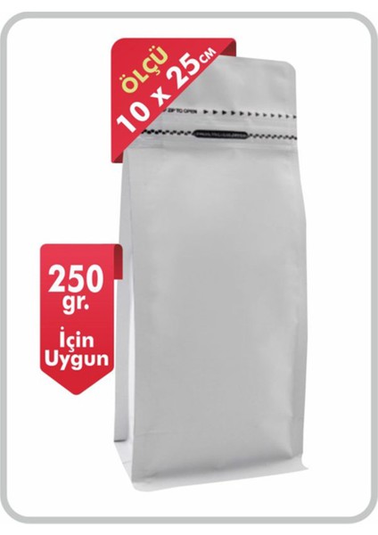 Mat Beyaz Kilitli Flat Bottom 10X25 (250 Gr.) - 50 Adet fiyatları