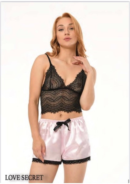Kadın Şortlu Dantelli Bralet Takım