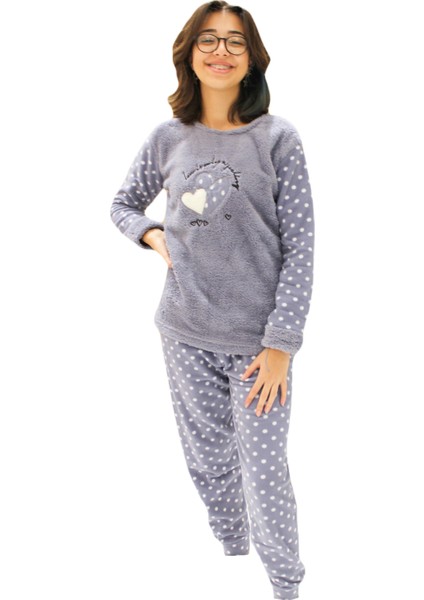 Kadın Polar Puantiyeli Pijama Takımı