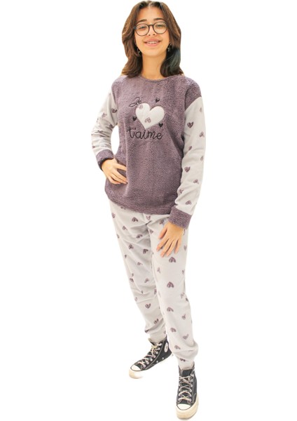 Kadın Polar Battal Yuv. Yaka Pijama Takımı