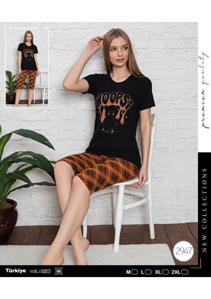 Inci Kadın Yuvarlak Yaka Kapri Pijama Takımı