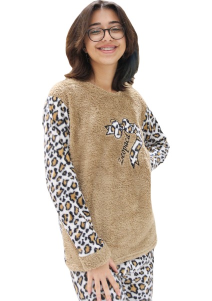 Inci Kadın Polar Yuv.yaka Leopar Desenli Pijama Takımı