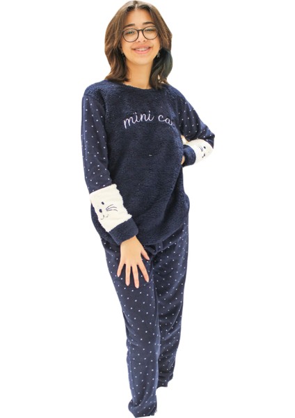 Kadın Polar Yuv. Yaka Traşlı Uzun Kol Pijama Takımı