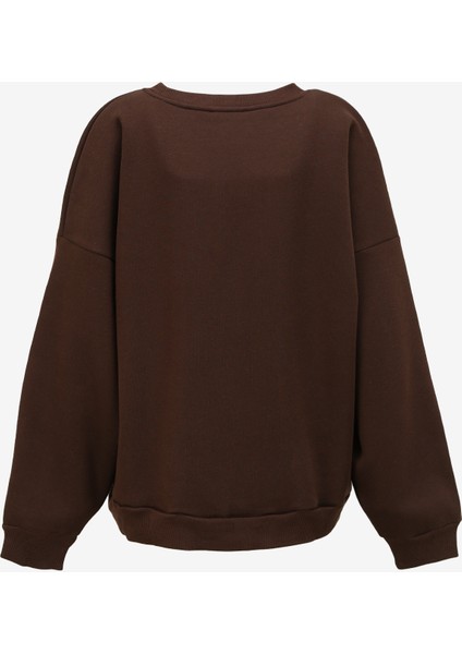 O Yaka Kahve Kadın Sweatshırt 241 Lcf 241001 Tıla Kahve