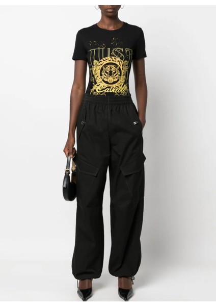 Bisiklet Yaka Baskılı Siyah Kadın T-Shirt 75PAHF03 fiyatları